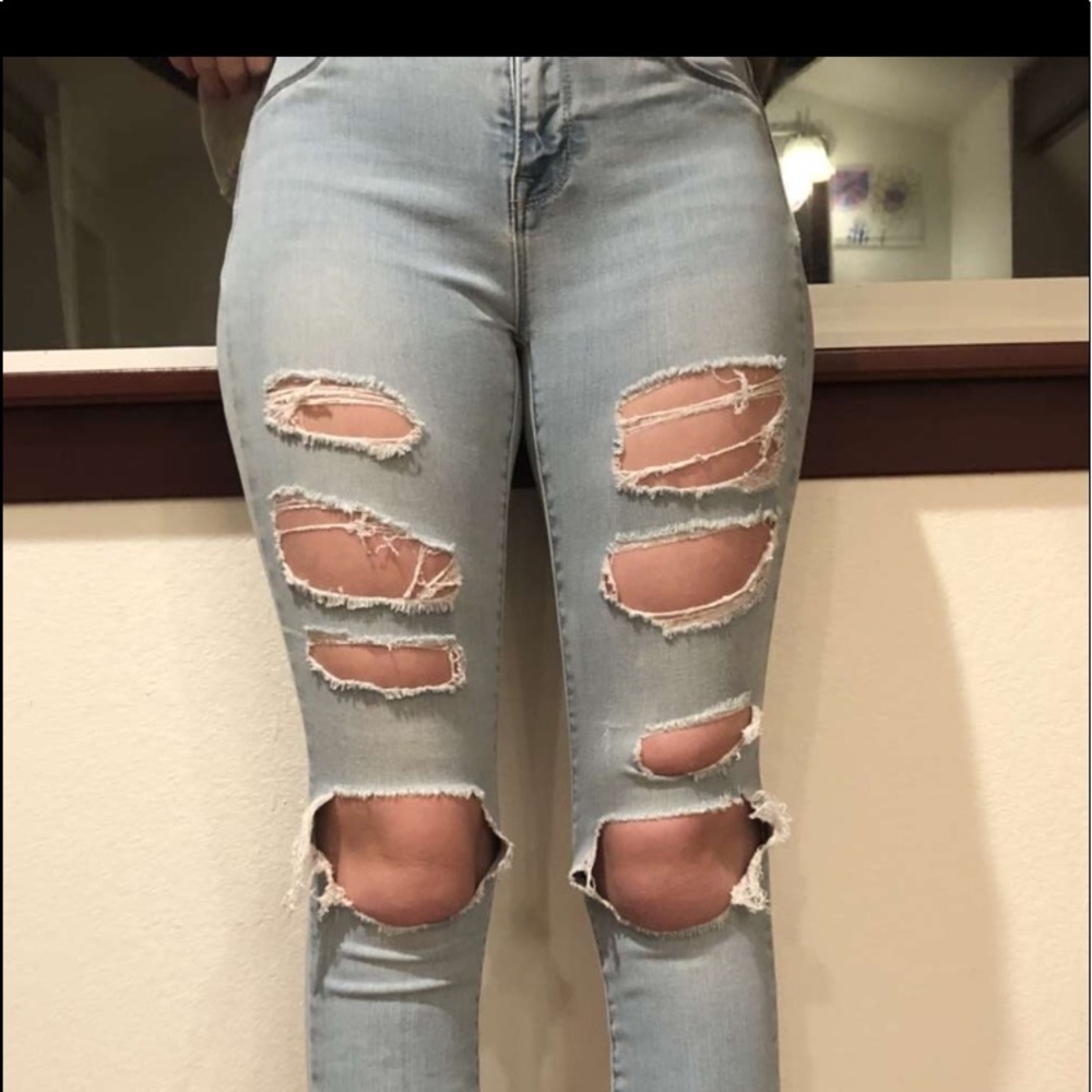 Blue ripped jeans